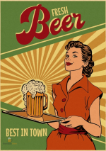 Affiche vintage Bière Fresh Beer