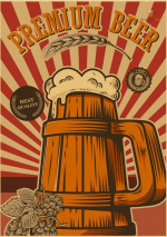 Affiche Bière Premium avec design en bois élégant