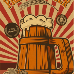Affiche Bière Premium avec design en bois élégant