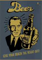 Affiche La Bière Donne Au Cerveau Une Nuit De Repos