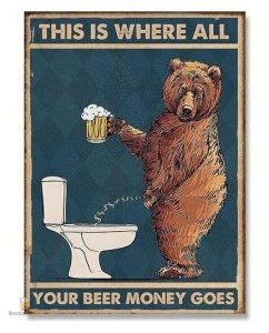 Affiche humoristique sur le thème de la bière pour WC