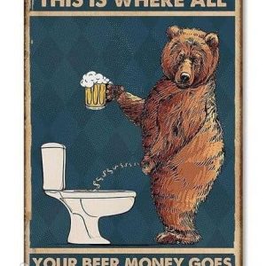 Affiche humoristique sur le thème de la bière pour WC