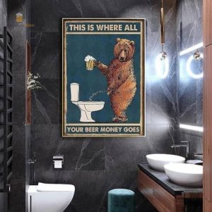Affiche de salle de bain avec humour autour de la bière