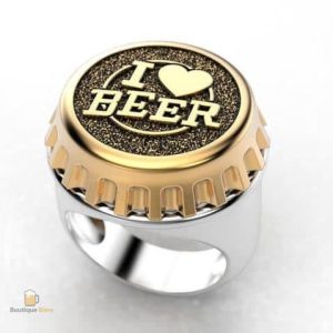 Bague en forme de capsule de bière en or