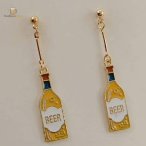 Boucles d'oreilles en forme de bouteille de bière