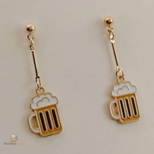 Boucles d'oreilles en forme de chope de bière
