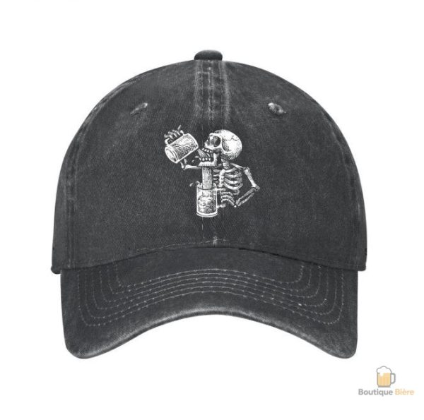 Casquette Squelette Denim pour les amateurs de bière