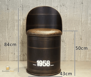 Chaise haute baril, parfaite pour un coin bar tendance