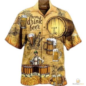 Chemise Hawaïenne Born To Drink Beer pour homme