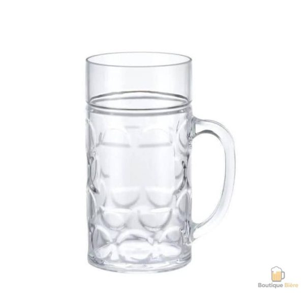 Chope de bière en plastique 1 L, idéale pour les soirées