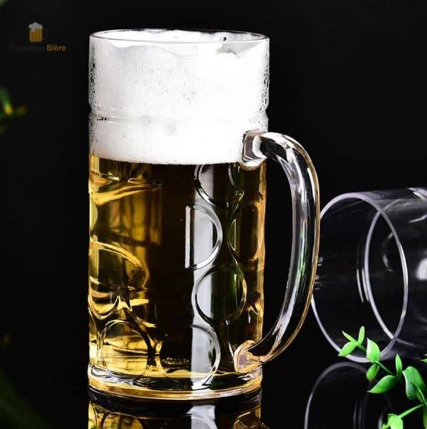 Chope de bière 1 L en plastique, légère et pratique
