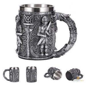 Chope de bière Chevalier en céramique décorative