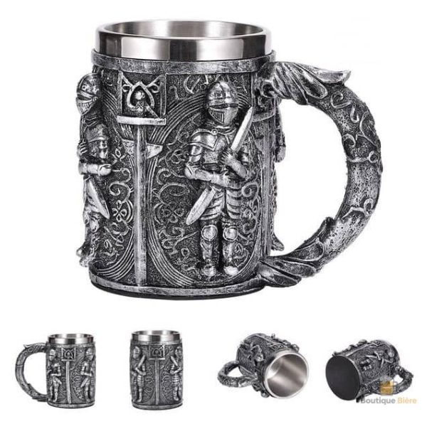 Chope de bière Chevalier en céramique décorative
