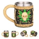 Chope de bière avec motif crâne et cannabis