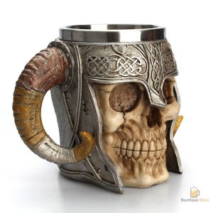 Chope de bière crâne avec cornes, design unique