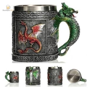 Chope de bière avec design de dragon volant