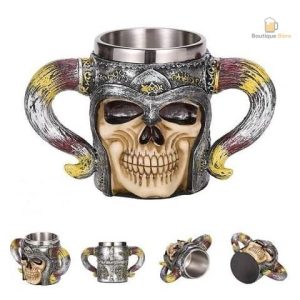 Chope de bière Guerrier de L'Enfer en céramique décorative