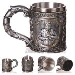 Chope de bière médiévale Templier en céramique décorative
