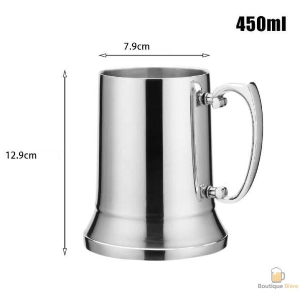 Chope de bière vintage en acier inoxydable