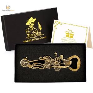 Accessoire de bar : décapsuleur à thème motard et squelette