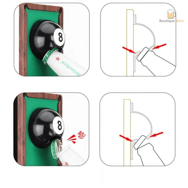 Décapsuleur original inspiré du billard, parfait pour les soirées