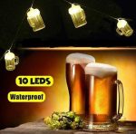 Éclairage festif avec guirlande LED en forme de chopes de bière