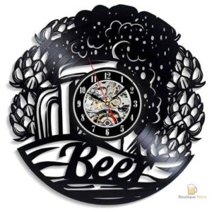 Horloge vinyle en forme de houblon pour les amateurs de bière