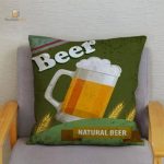 Housse coussin motif chope de bière