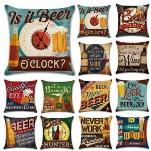 Housses de coussins avec slogans pour amateurs de bière
