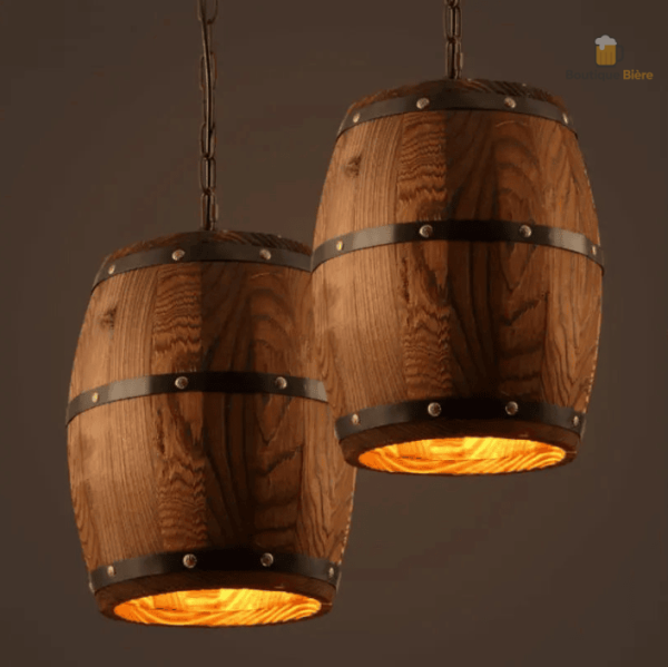 Lustre bois tonneau décoratif pour bar