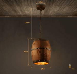 Éclairage décoratif en bois pour espace bar