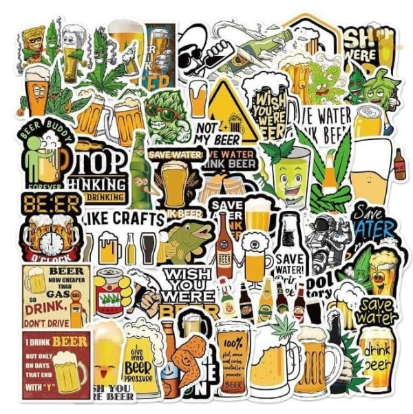 Mini Stickers Bière - Pack de 50 autocollants variés