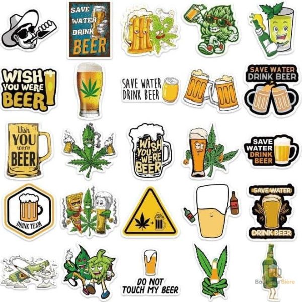 Collection de 50 Mini Stickers sur le thème de la bière