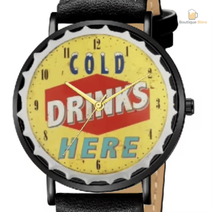 Montre Bière en cuir pour amateurs de boissons froides