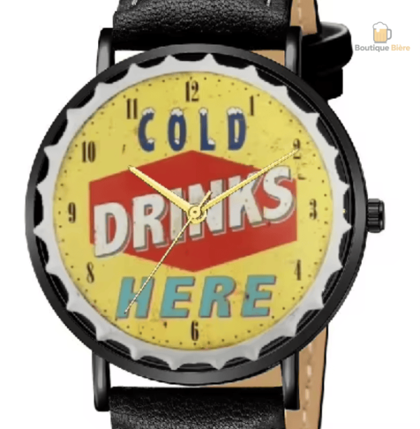 Montre Bière en cuir pour amateurs de boissons froides