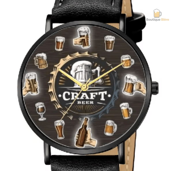 Montre Bière avec bracelet en cuir pour les amateurs de bière