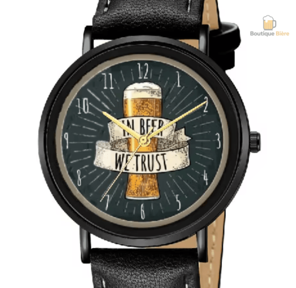 Montre Bière Bracelet Cuir In Beer We Trust