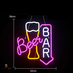 Néon coloré pintes de bière, décoration murale