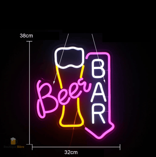 Néon coloré pintes de bière, décoration murale