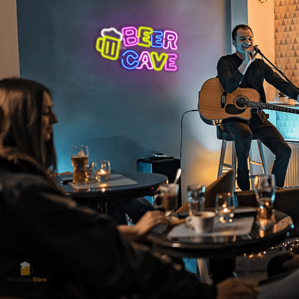 Éclairage néon pour cave à bière, style moderne et attrayant