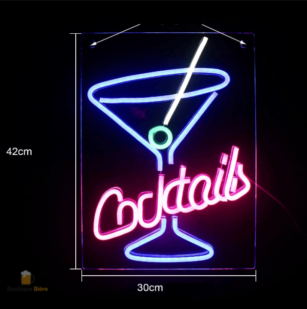Éclairage néon bar avec design cocktails lumineux