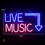 Néon bar lumineux avec inscription "Live Music