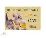 Tapis décoratif avec motifs de chat et de bière pour l'entrée