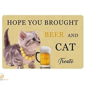 Tapis décoratif avec motifs de chat et de bière pour l'entrée