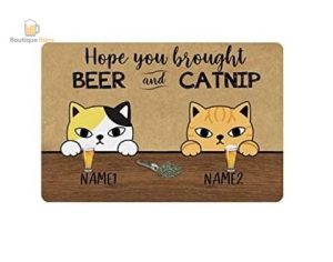 Tapis d'entrée unique, parfait pour les fans de bière et de félins