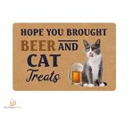 Paillasson humoristique représentant un chat et une bière rafraîchissante