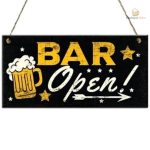 Panneau décoratif "Bar Open" pour ambiance de brasserie