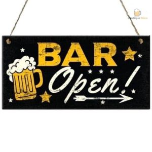 Panneau décoratif "Bar Open" pour ambiance de brasserie
