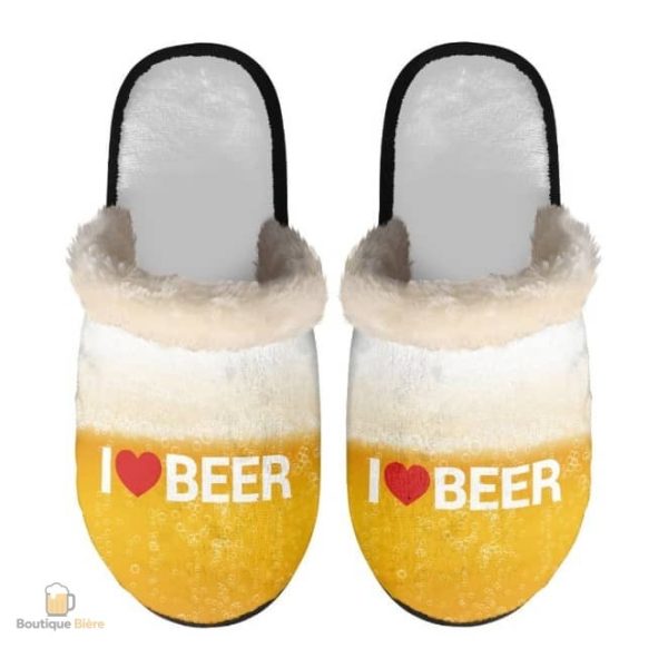 Pantoufles I Love Beer confortables et amusantes pour les amateurs de bière
