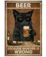 Plaque métal humoristique "Chat préfère la bière